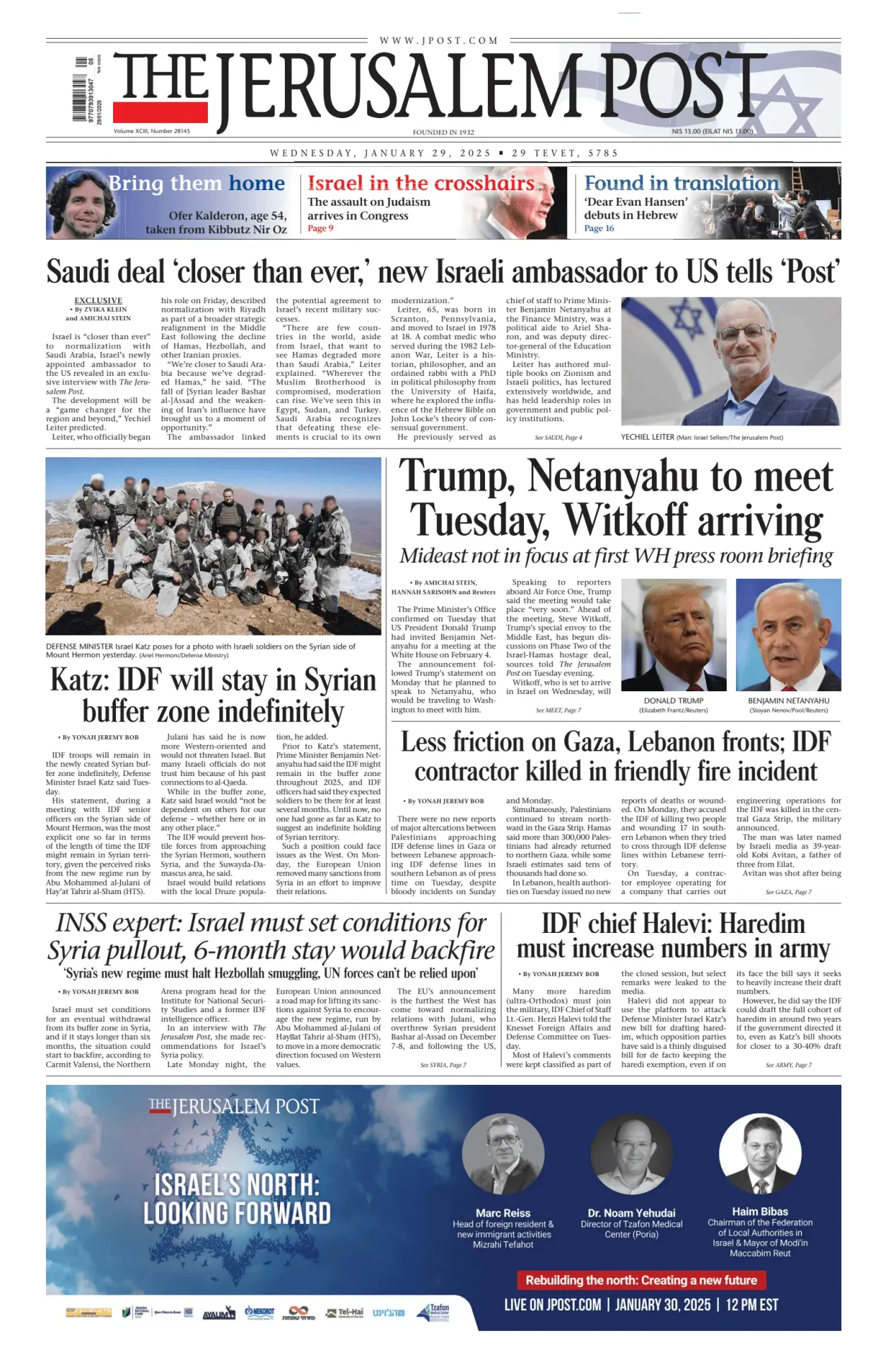 Prima-pagina-the jerusalem post-edizione-di-oggi-29-01-2025